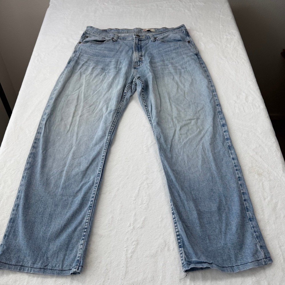 Wrangler Relaxed Boot Jeans Mens 36x30 Blue Light Wash Good 1098RBWDN Denim